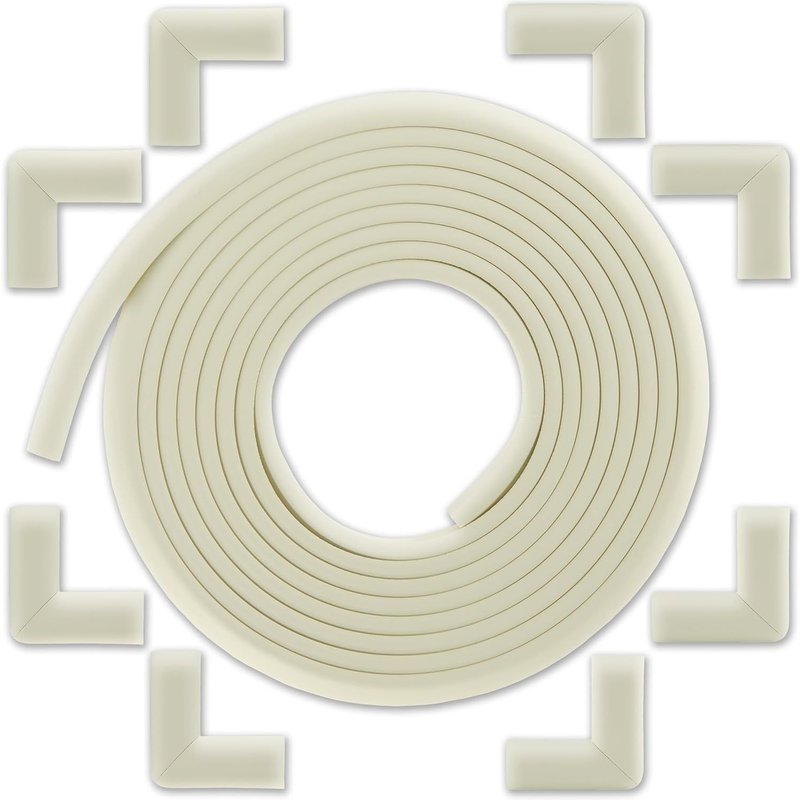 Furniture Edge and Corner Protection Safety Kit with 8 Angles and 6 m Foam Edge for Table and More Protect Children Free Door Stopper Ivory White