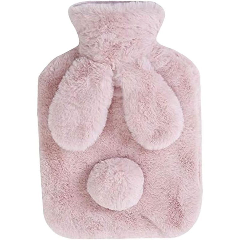 Soft Hot Water Bottle with Soft Plush Cover Natural Rubber Hot Water Bottle Removable Washable Plush Hot Water Bottle for Pain Relief,Back,Neck (1L)