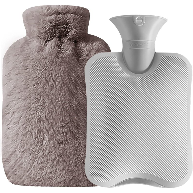 Hot Water Bottle-2L Hot Water Bottle with Soft Plush Cover,PVC Hot Water Bottle for Waist,Back,Sports Injuries (Coffee)