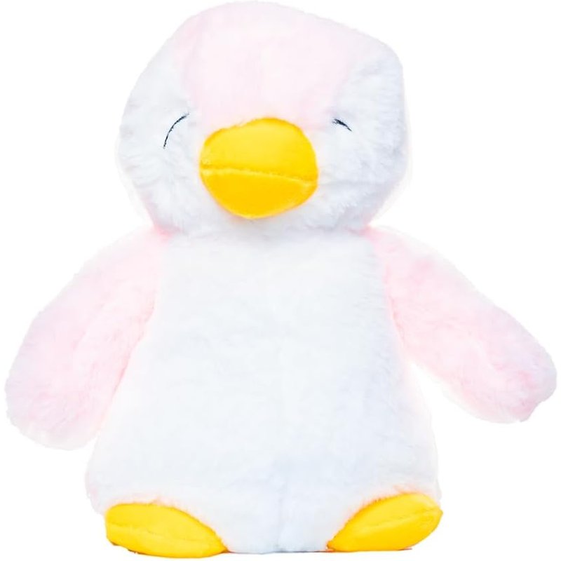 Ma Petite Bouillotte-Plush Hot Water Bottle-Soft Warmth-Bag of Microwavable Clay Beads-Removable Plush Cover 100% Polyester,Washable (Pingguin Pink)