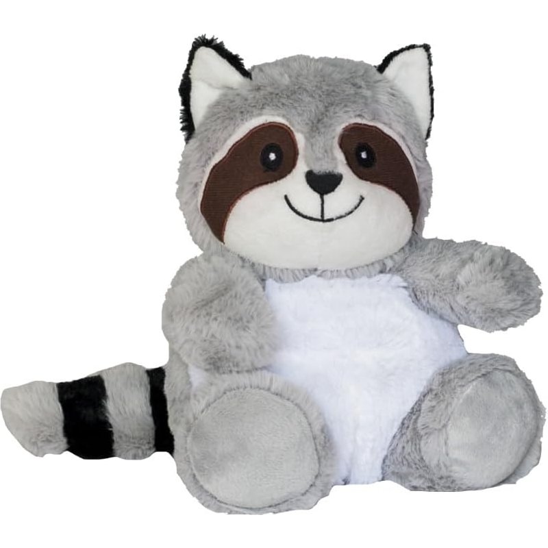 Plush hot water bottle with removable cover-Well-being,warmth and softness-Microwavable-Wheat grains and lavender flowers-Made in France-Raccoon