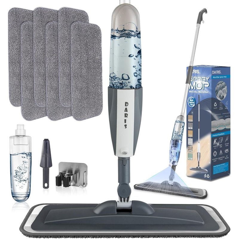 Spray Mop,Spray Mop Microfibre Spray Mop with 6 Microfibre Pads and 1 x Mop Holder for Home,Kitchen,Hardwood,Laminate,Wood,Ceramic