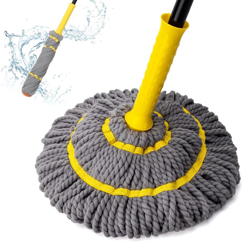 Twist Mop Automatic Spin Mop Floor Cleaning with 57"" Long Handle,Heavy Duty Mop for Hardwood,Vinyl,Tile,Marble,Laminate,Home,Office,Kitchen,Grey