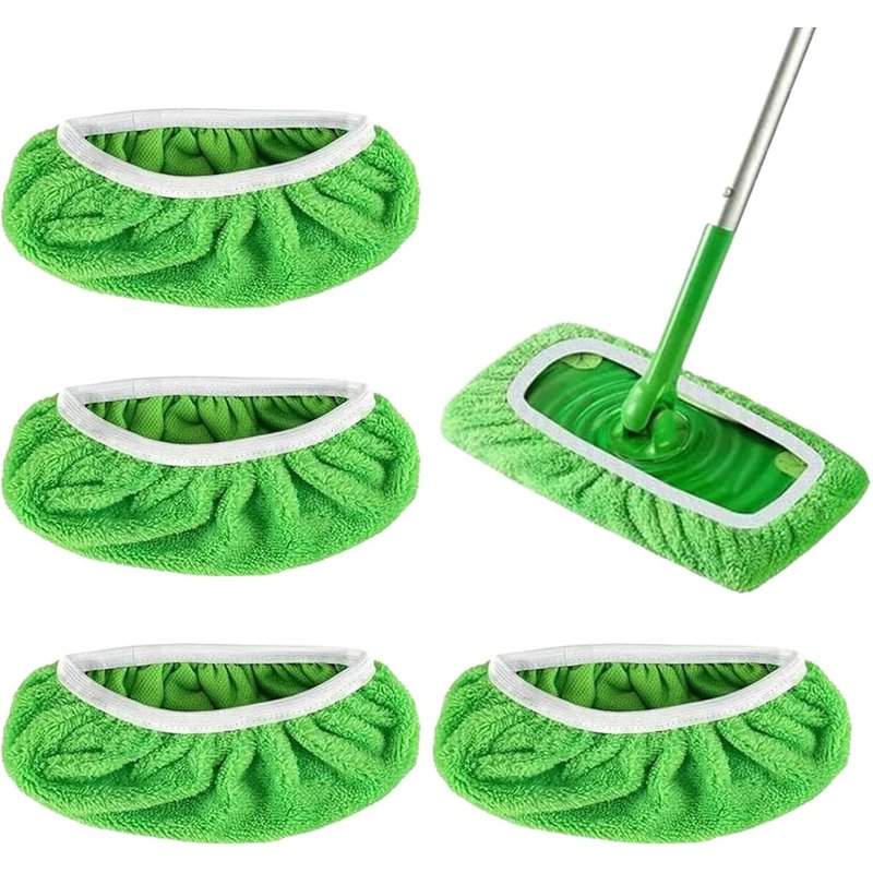 Swiffer Reusable Mop Pads,10 x 4.5 Inches,Washable Wet and Dry Mop Set,4 Pack,Green