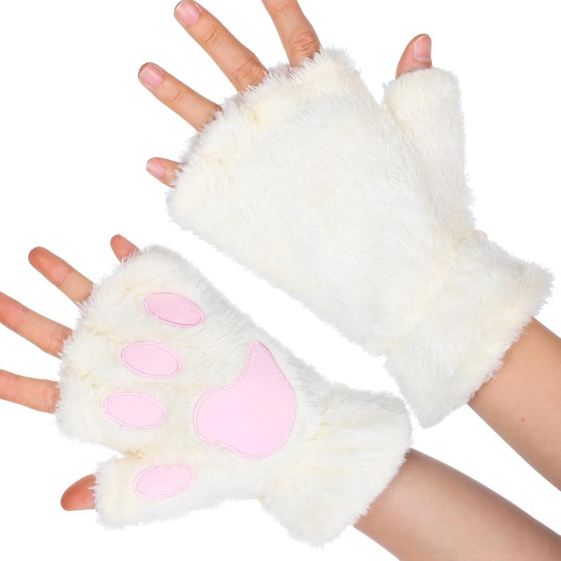 Cat Paws Soft Plush Gloves Cat Mittens Cat Mittens Cute Animal Cat Claws Winter Gloves Halloween Christmas Cosplay Costume Accessories