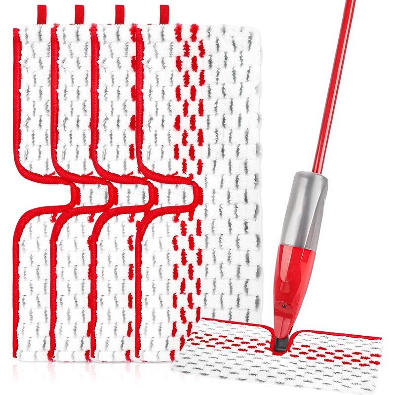 Mop Replacement Heads Replacement for Wet and Dry Rotary Mop 2 in 1 Reusable Microfiber Cloth,Suitable for All Floors,Cleaning on Two Sides,4