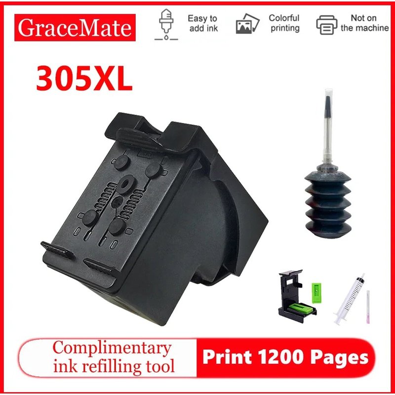 (305XLBlack) Cartouche d'encre pour imprimante 305XL, CISS, Compatible avec 305 305, pour Deskjet 2710 2721 2722 2723 2724, ENVY 6020 6022 6030 6032 6052
