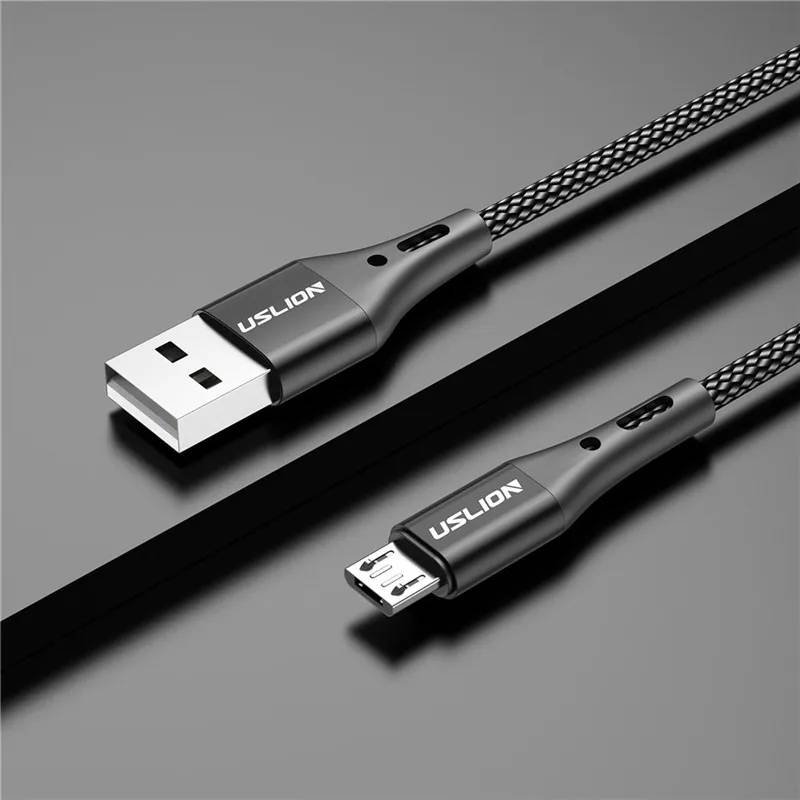 (3m¿Black) USLION-Câble Micro USB 3A pour recharge rapide et transfert de données, cordon rouge pour téléphone portable, compatible avec Samsung Dock Xiaomi Android