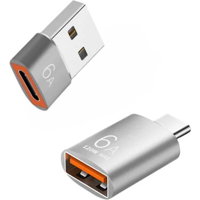 (Silver C Silver A) Adaptateur OTG 10A /6AUSB A vers USB C, convertisseur de Type C vers USB 3.0 pour Xiaomi 14 MacBook, connecteur USB vers Type C OTG