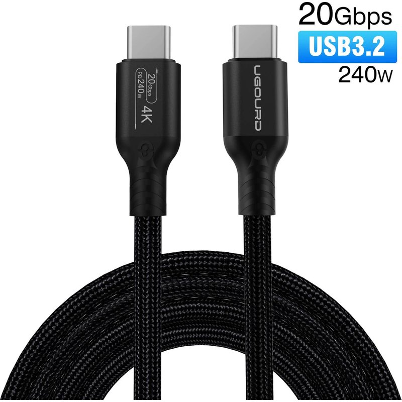 (20Gbps 240W 4K¿0.2 m) Câble USB3.2 Gen2 20Gbps Type C vers Type C, cordon de charge rapide 240W, câble de disque dur USB C SSD USB3 5m pour MacBook Pro iPad Pro