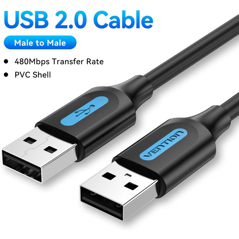 (USB 2.0 Male to Male¿1.5m) Vention ¿ câble d'extension USB 3.0 mâle vers mâle, 3.0 2.0, pour disque dur, boîtier TV, ordinateur portable