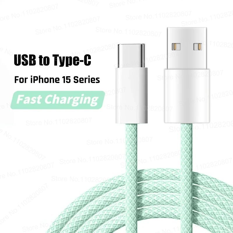 (1m¿Green USB to Type-C) Câble USB 35W pour Apple iPhone 17 Air 16 15 Pro 15 Plus, CarPlay Exclusif, Allergique, Recharge Rapide, Directions, Type-C, Ligne de Données