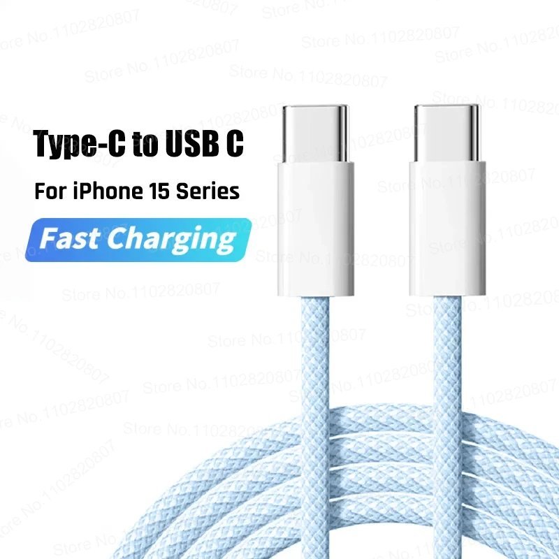 (1m¿Blue 2 Type-C) Câble USB 35W pour Apple iPhone 17 Air 16 15 Pro 15 Plus, CarPlay Exclusif, Allergique, Recharge Rapide, Directions, Type-C, Ligne de Données