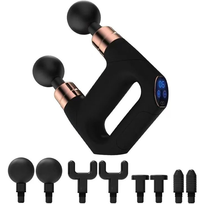 (black) Mini Pistolet de Relaxation Musculaire Électrique à Double Tête,Ohio eur USB Portable de Style LCD,Produit de Fitness,Nouveau