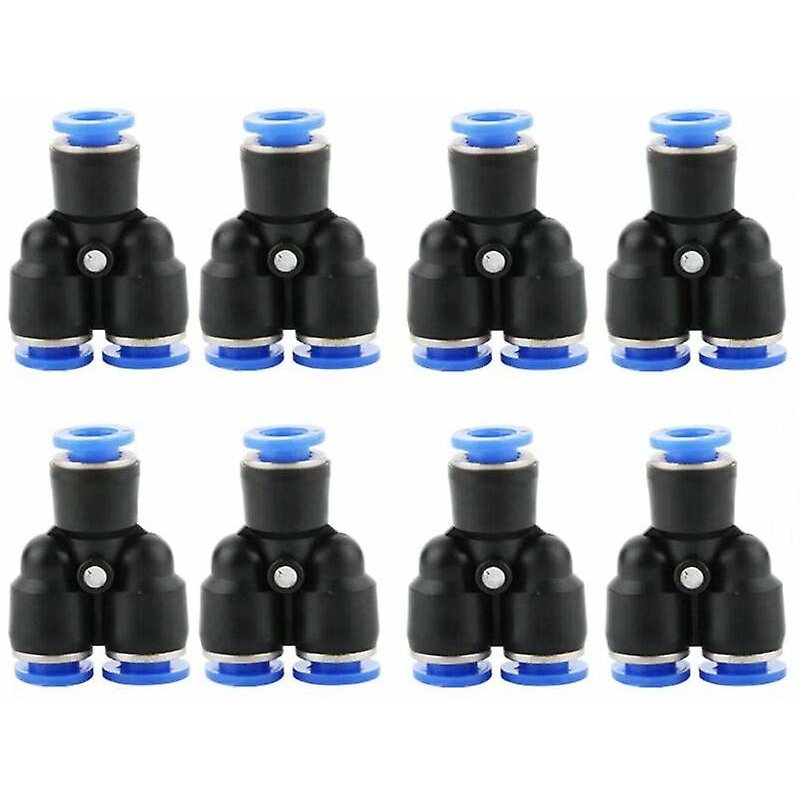 Raccords de tuyaux pneumatiques, raccords pneumatiques enfichables, raccord de tuyau d'air pneumatique, 1/4 pouce (6 mm), 8 pièces