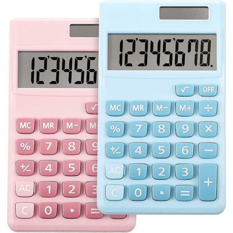 Lot de 2 Calculatrices de Bureau Standard - Mini Calculatrice Numérique avec Écran LCD 8 Chiffres