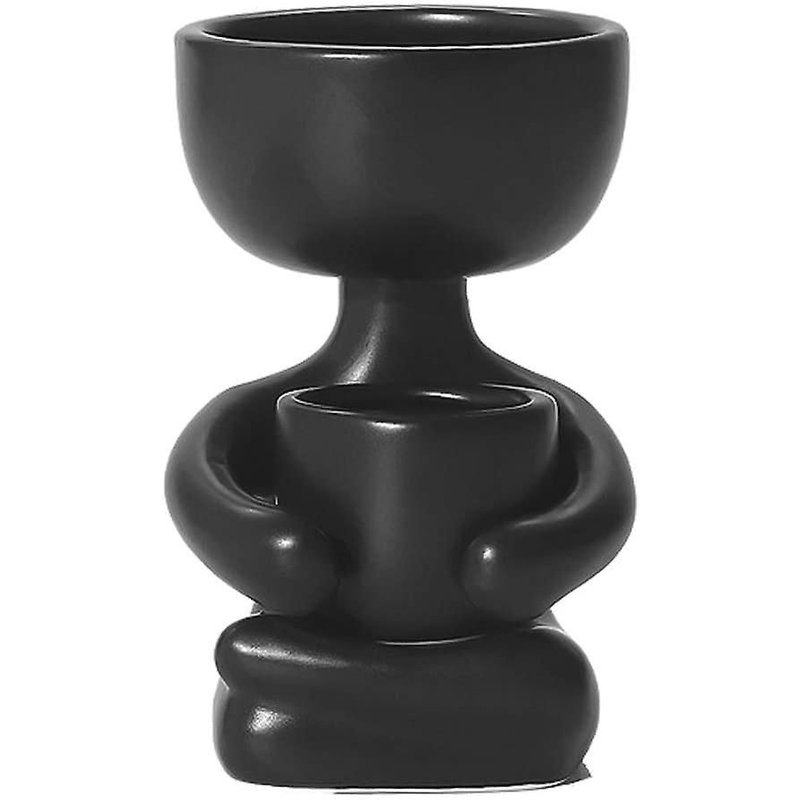 Pot de Fleurs Succulentes en Céramique - Forme Tête Humanoïde Créative - Petit Format