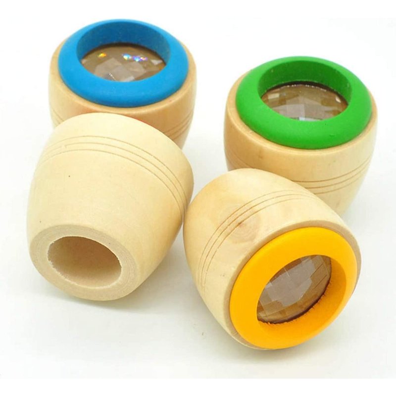 Lot de 4 Kaléidoscopes Magiques en Bois - Effet ?il d'Abeille - Jouet d'Éveil pour Enfants - Couleurs Aléatoires