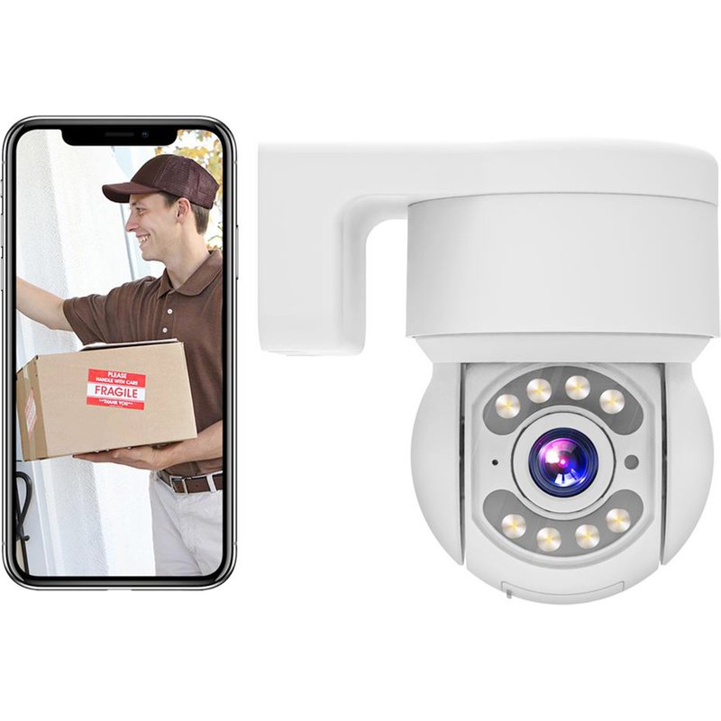 TALLPOWER C48 Caméra WiFi extérieure, HD 2K 4MP, vision nocturne, rotation 360°, détection de mouvement, étanchéité IP65, audio bidirectionnel, application Tuya/Smart Life - 1 pièce