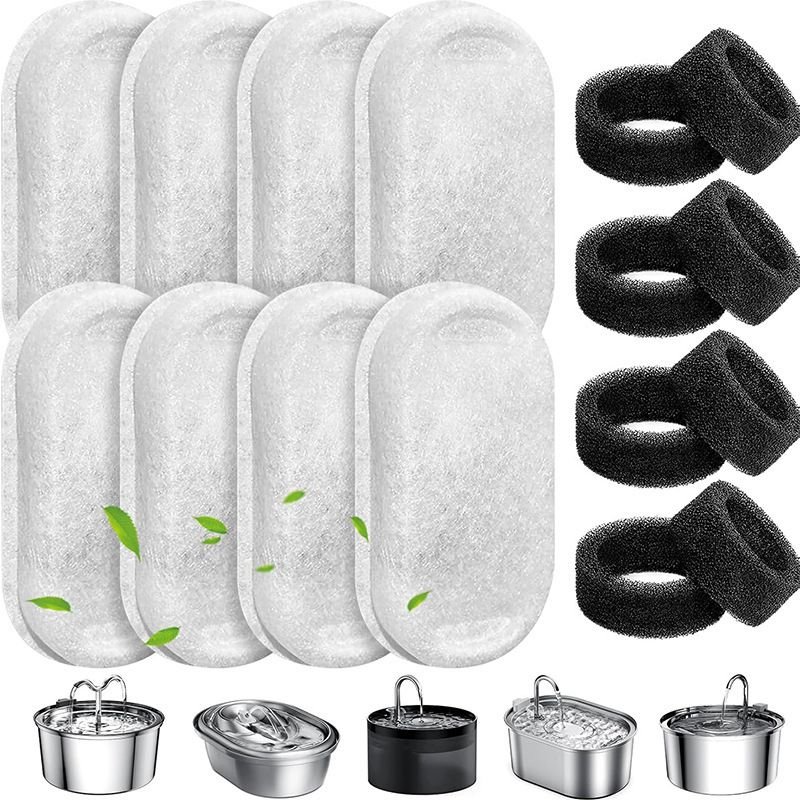 Filtres Pour Fontaine À Eau - 8 Ensembles - Filtre Pour Distributeur D'eau Pour Chat - Triple Filtre - Convient Aux Abreuvoirs Pour Chats Et Chiens