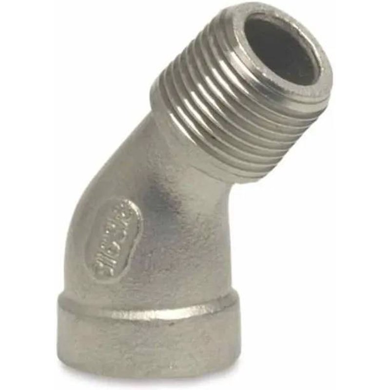 Coude Inox Fileté 45 Degrés 1 1/4'', Raccord Plomberie V4A