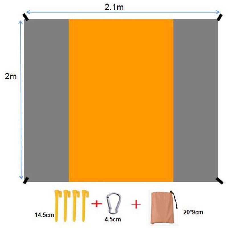 Picknickmat - Tweekleurige Kampeerdeken - Waterdichte, Zandbestendige Strandmat - Handig Opvouwbaar - Vochtbestendige Mat - 210 * 200 Cm - Strandmat In Zakformaat - Geschikt Voor Strand, Kamperen, Wandelen, Picknick
