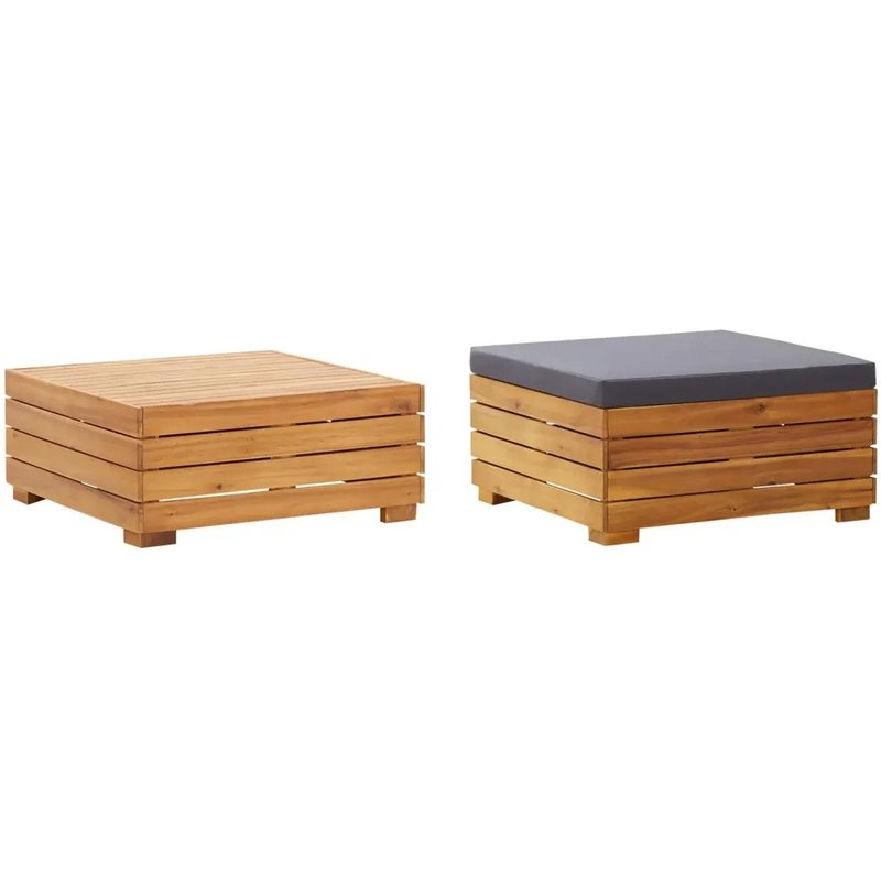 Prolenta Premium - Table Et Repose-Pied De Jardin Et Coussin Bois D'acacia Massif