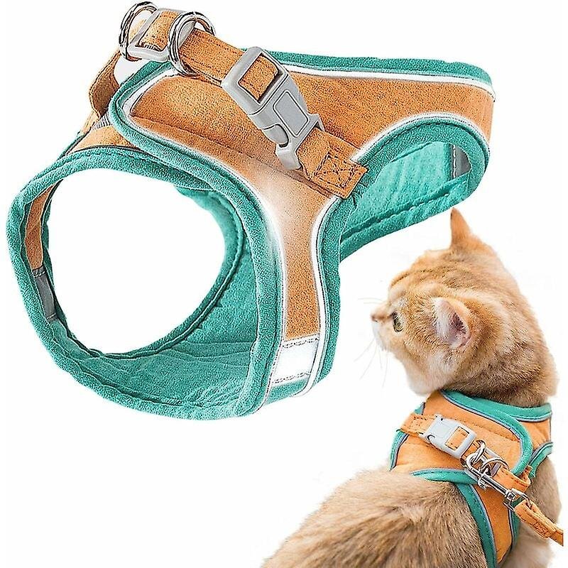 Harnais Et Laisse Pour Chat, Gilet De Promenade Confortable Pour Chat Avec Laisse, Harnais Gilet À Enfiler, Bandes Réfléchissantes Respirantes, Gilet Pour Petits Et Moyens Chats Ora