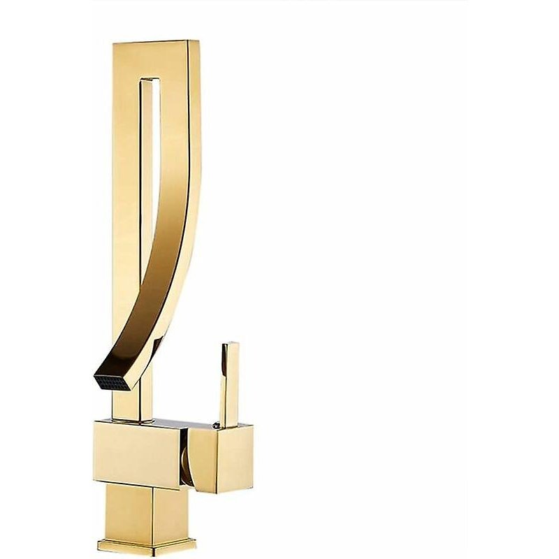 Robinet de lavabo, robinet de salle de bain, design moderne et élégant, mitigeur de lavabo en laiton doré, pivotant à 360°, eau chaude et froide disponible, valve en céramique
