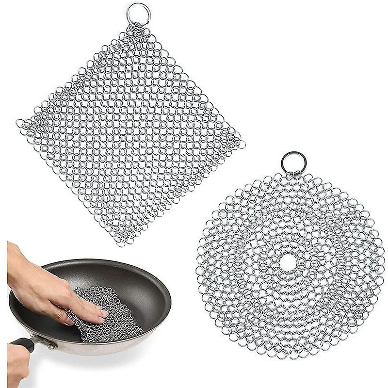 Nettoyant pour fonte, éponge à récurer en cotte de mailles en acier inoxydable pour grils et faitouts, 49 g