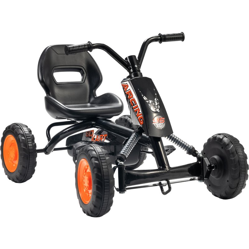 Kart à Pédales Go-Kart Enfant Carter Chaine Fermé Marche Av Ar Acier Plastique Orange Noir