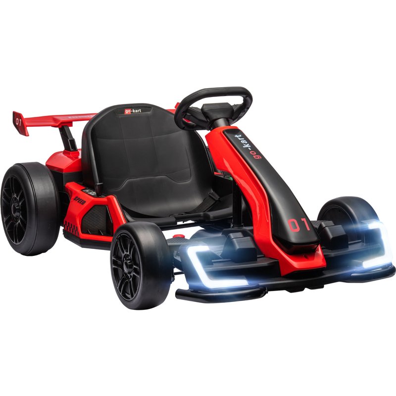 Voiture Électrique Enfant Formule 1 Led - 2 Moteurs 24 V - 12 Km/H Max. - Mode Drift - Noir Rouge