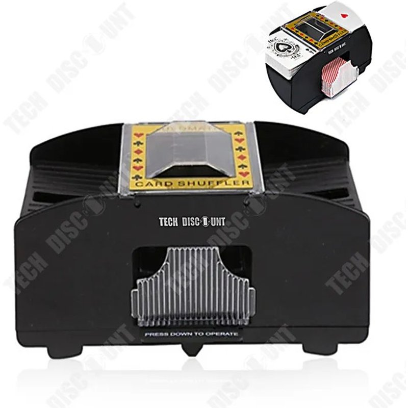 Mélangeur de cartes automatique - Tech Discount - TD - 2 jeux - Électrique - Compact