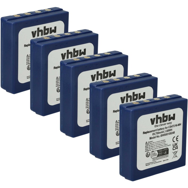 vhbw 5x Batterie compatible avec Abitron TGB, TGA radio talkie-walkie (700mAh, 6V, NiMH)
