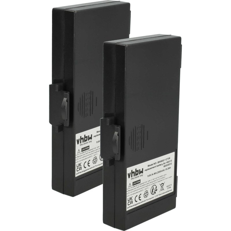 vhbw 2x Batterie compatible avec Hetronic FBH1200, GA, GL, GR-W, 68303010, 6830303001, 70745, 68303000 radio talkie-walkie (2000mAh, 9,6V, NiMH)