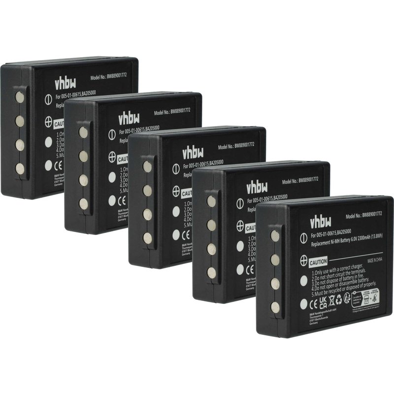 vhbw 5x Batterie remplacement pour HBC BA225031, BA226030, BA225030, FuB05AA pour opérateur télécommande industrielle (2300mAh, 6V, NiMH)