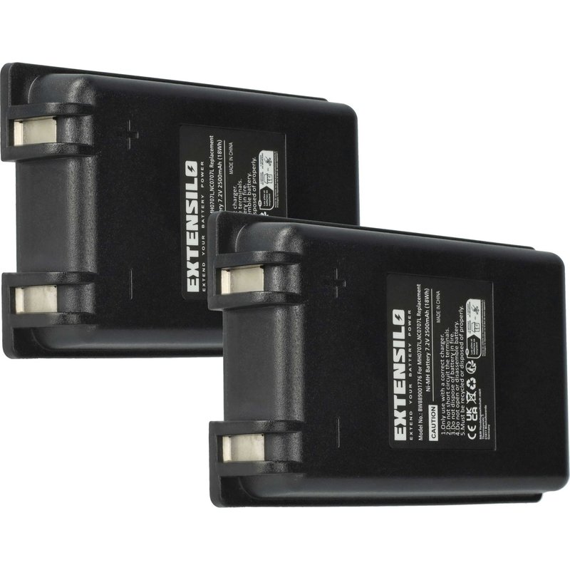 EXTENSILO 2x Batterie remplacement pour Autec MH0707L, NC0707L pour opérateur télécommande industrielle (2500mAh, 7,2V, NiMH)
