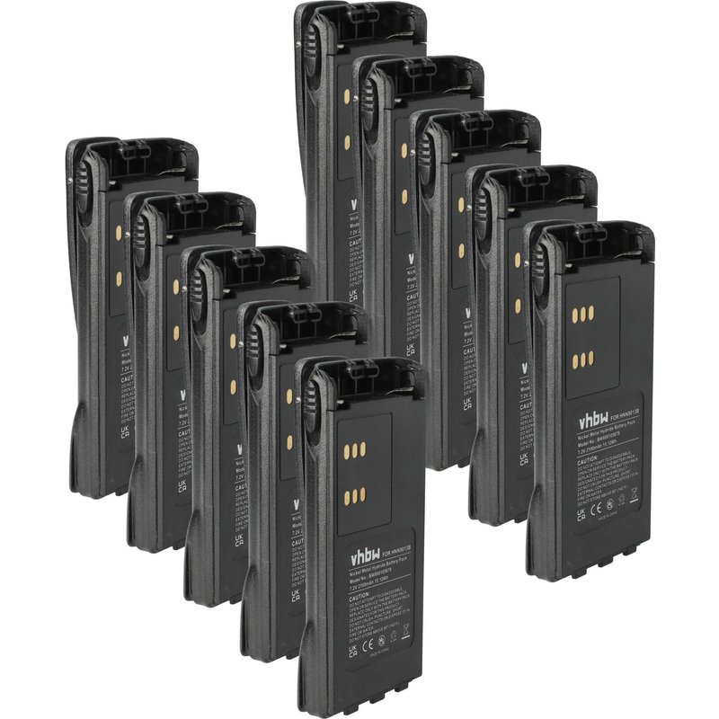 vhbw 10x Batterie compatible avec Motorola PRO5450, PRO5550, PRO5150, PRO5350, PRO5750, PRO7150, PRO7350 radio talkie-walkie (2100mAh, 7,2V, NiMH)