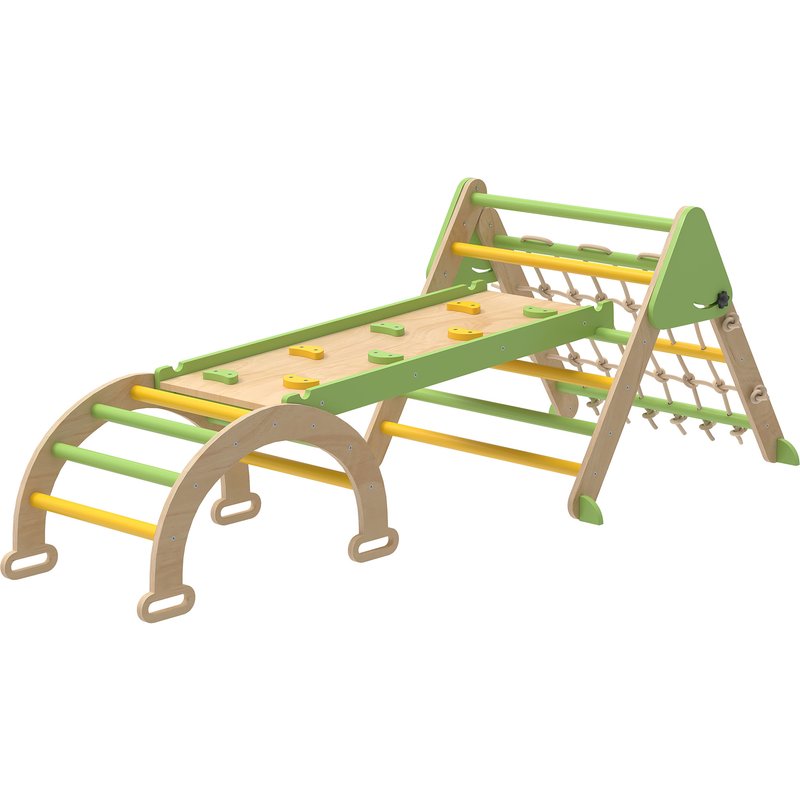 Triangle D'escalade Enfant Pliable 8 En 1 - Aire De Jeu Enfant - Bois Vert