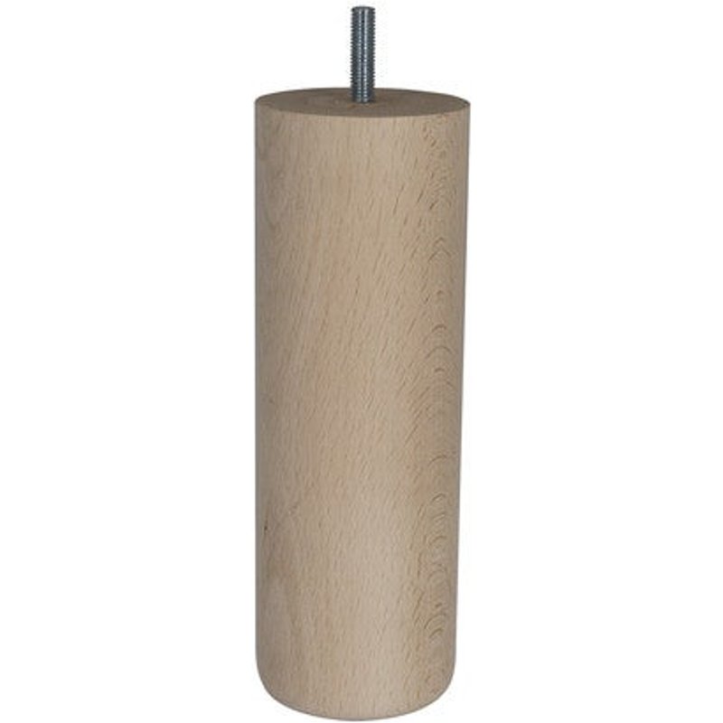 Pied de lit cylindrique en hêtre brut 200mm