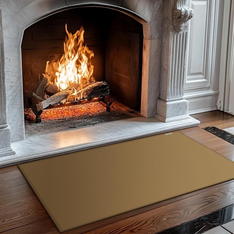 Fireplace Mat Fireproof Fire Screen Heat Resistant Non Stick BBQ Patio Stove Protector Mat (Brown,105 x 60cm)