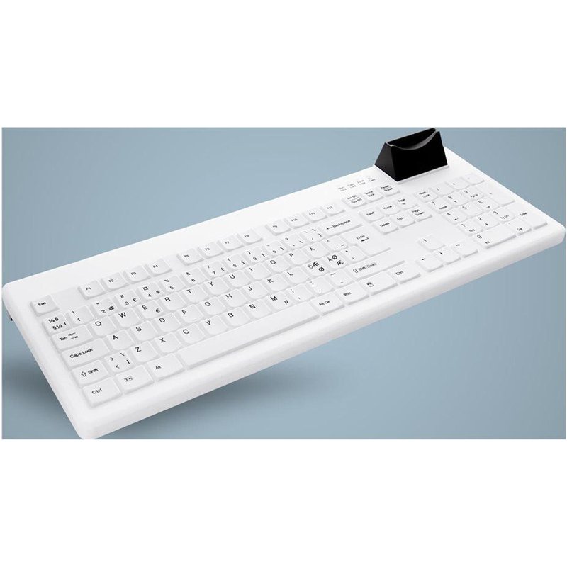 Active Key SmartKey AK-C8200F - Clavier - hygiène, avec lecteur de carte à puce intégré - USB - QWERTY - R.-U. - blanc et noir