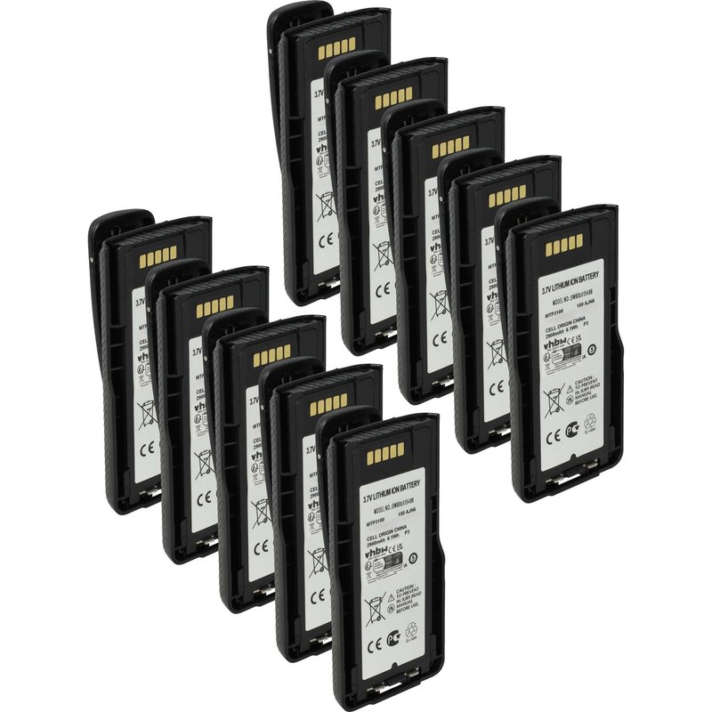 vhbw 10x Batterie compatible avec Motorola Tetra MTP6550, MTP6600, MTP6750, MTP6650 radio talkie-walkie (2900mAh, 3,7V, Li-ion)