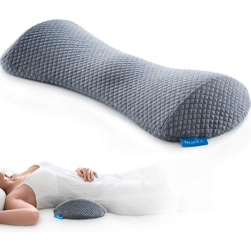 Coussin de soutien lombaire 60x27x7,5 cm, mousse à mémoire de forme, housse amovible lavable, soutien ergonomique pour lit, chaise de bureau et siège de voiture