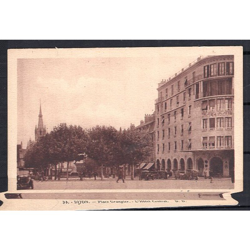 Carte Postale Cpa 21 Dijon La Place Grangier Et L' Hotel Central Dos Vierge Divise Carte Livree Dans Son Etui De Protection