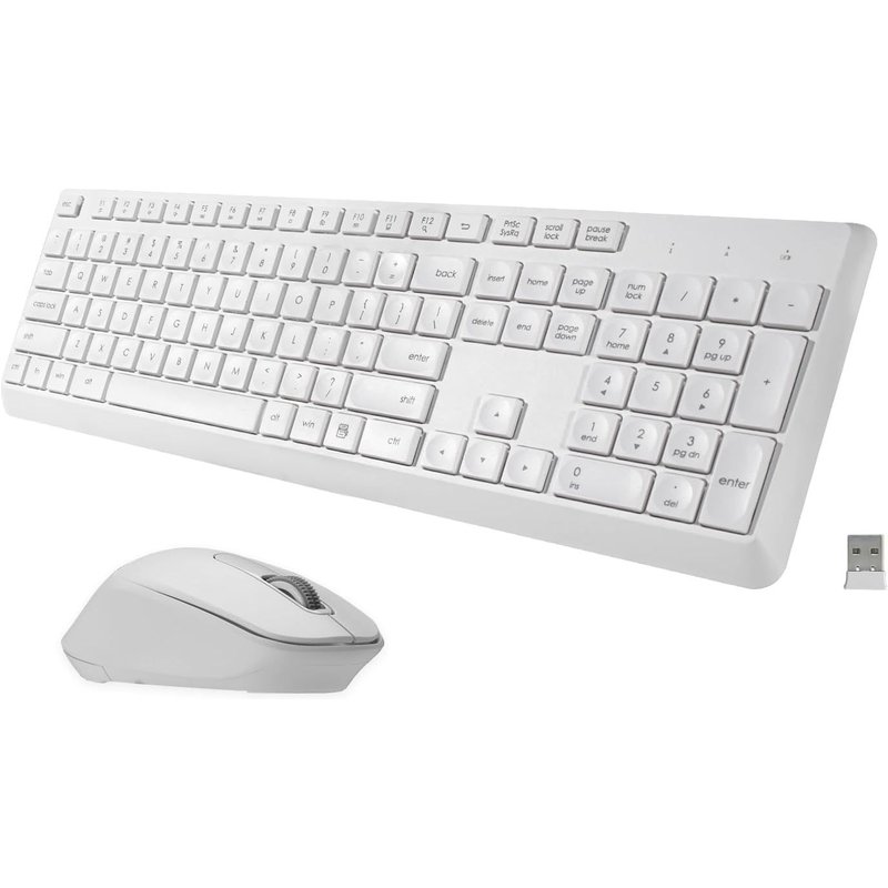 Ensemble Clavier Et Souris Sans Fil, 2,4 G Sans Fil Plug And Play, Clavier D'Ordinateur Pleine Taille. (Blanc)