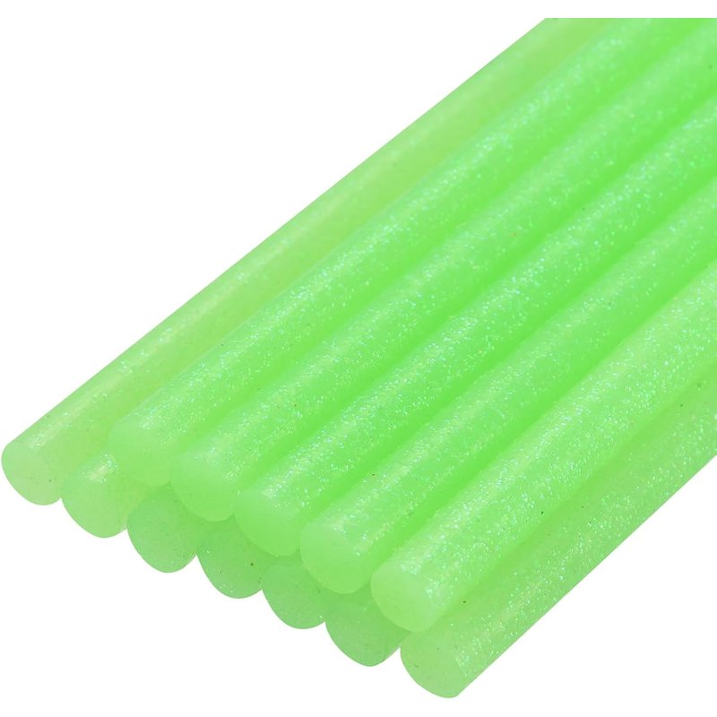 Bâtons de Colle Mini pour Pistolet à Colle Chaude 0,43 Pouce x 8 Pouces Paillettes Vert Clair 12Pcs,Parfait pour les Projets d'Artisanat DIY et le Scellage