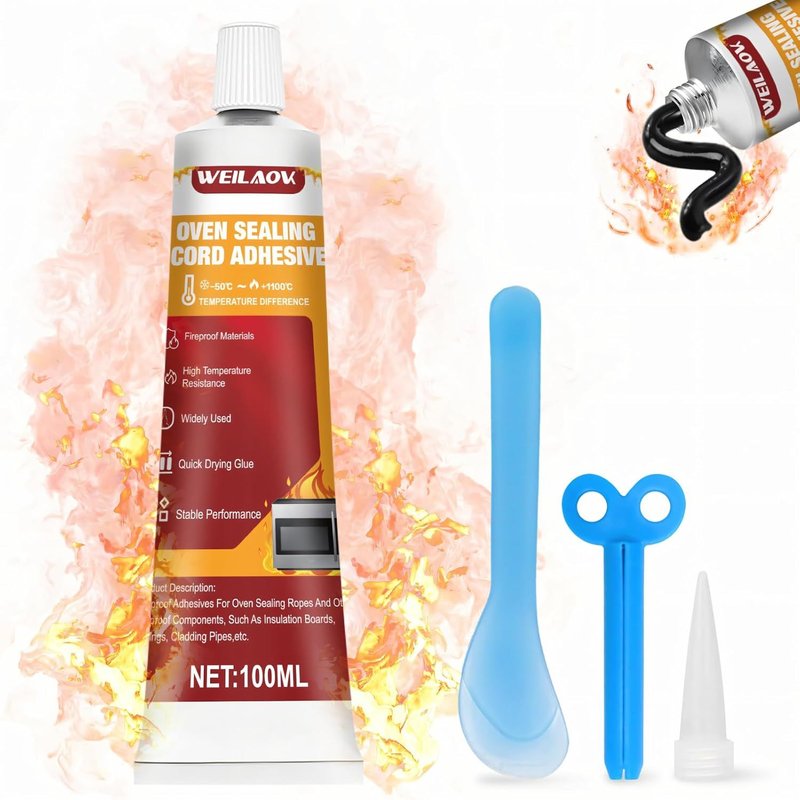 Mastic Refractaire Haute Temperature,Colle Haute Temperature Four,Silicone Haute Temperature,Convient pour le Scellement à Haute Température Divers Types Cheminées Poêles,100 ml,Noi