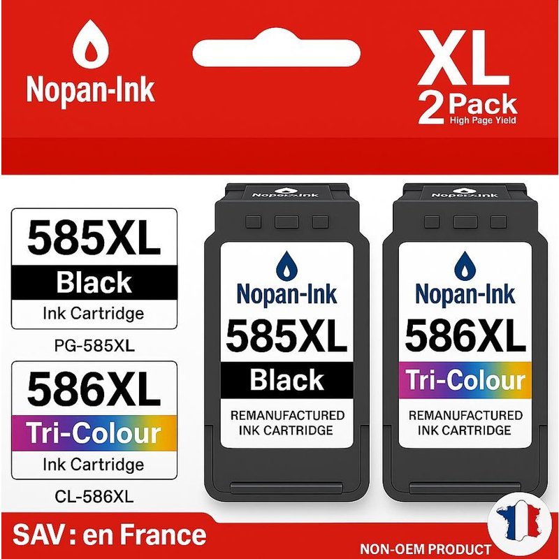 2 Cartouche pour CANON CL586XL PG585XL BK +CL 900 / 750 avec Canon Pixma TS 4150i; Pixma TS 6550i; Pixma TS 7550i; Pixma TS 7650i; Pixma TS 7750i.