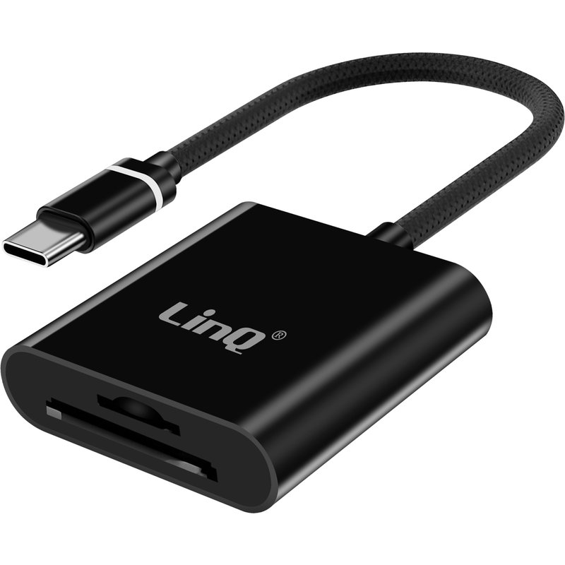 Lecteur Cartes MicroSD / SD vers USB-C Transfert Rapide Ultra Compact LinQ Noir